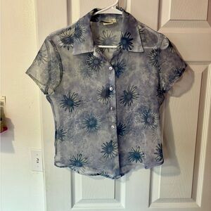 Floral Sheer 90’s Button-Up Blouse